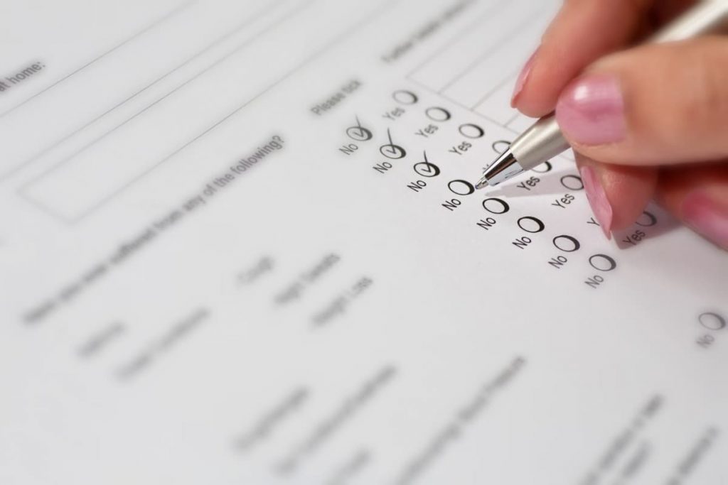 person filling form